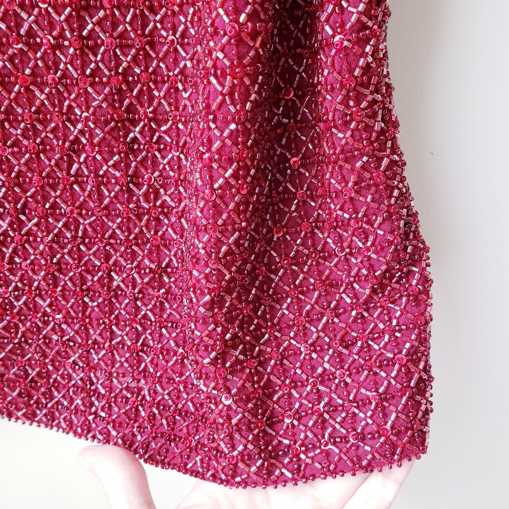 Ann Taylor Red Beaded Sequins Top - Picture 5 of 15